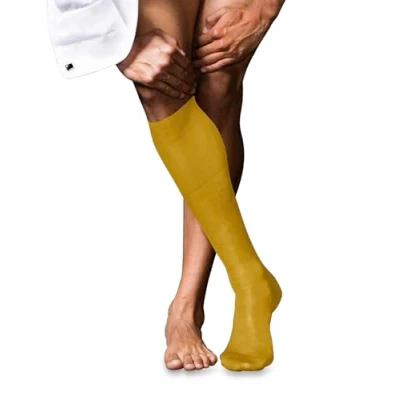 Afbeelding van FALKE No. 9 Pure Fil d Ecosse heren kniekousen geel (mimosa) Maat: 39 40