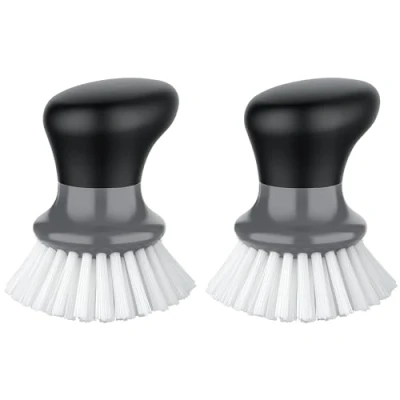 Afbeelding van MR.SIGA Palmafwasborstel met ergonomische handgreep, keukenborstel voor het reinigen van potten, pannen, borden, gootsteen, grijs, 2 stuks