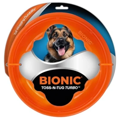 Afbeelding van BIONIC Toss N Tug Turbo hondenspeelgoed, uiterst zichtbaar, ultiem drie in één lichtgewicht ontwerp voor lichte kauwers
