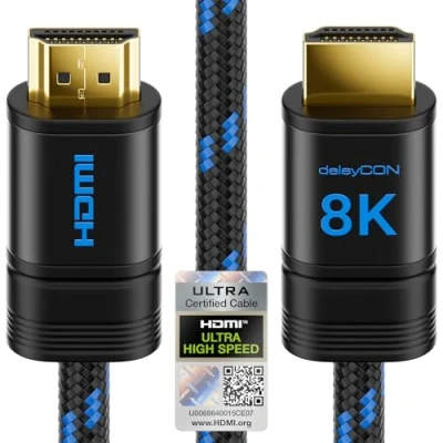 Afbeelding van deleyCON 1m 8K HDMI 2.1 Kabel (48G, ULTRA Highspeed) 8K@60Hz 4K@120Hz 2K@144Hz/165Hz EARC HDCP 2.3/2.2 Compatibel met DTS:X Dynamic HDR Dolby Atmos TV PS5 Xbox Soundbar Monitor