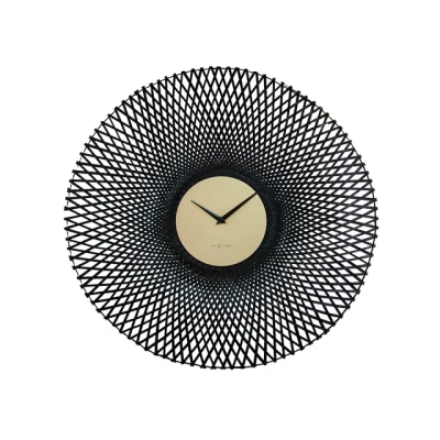 Afbeelding van NeXtime Wandklok 60 cm Stille Zwart Bamboe &quot;;Vortex&quot;;