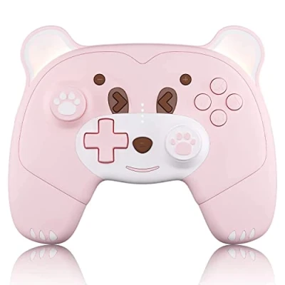 Afbeelding van Mytrix Roze Draadloze Controller Compatibel met Nintendo Switch/Switch Lite, Schattige Pro Macro, Wakker worden, Koptelefoonaansluiting, Turbo, Beweging