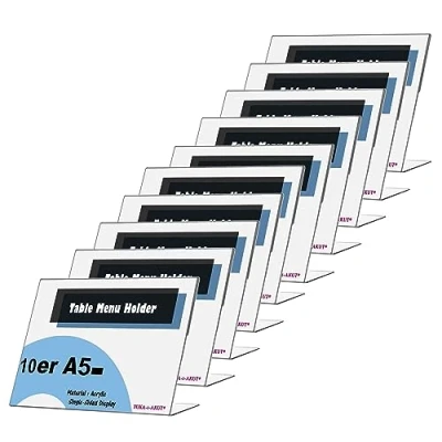 Afbeelding van TUKA i AKUT 10X A5 Acryl Display Stands Sign Holder, Clear Counter Top Landschap Poster Houder, Bureau Menu Kaarthouder, Fotolijst &amp; Advertentie Frame, Enkelzijdige Informatiestandaard,