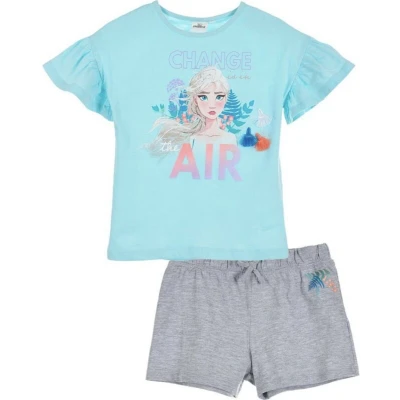 Afbeelding van Disney Frozen Set / Pyjama Shortama Biologisch Katoen Lichtblauw/Grijs maat 98/104 (4 jaar)