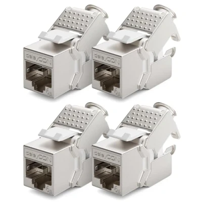 Afbeelding van deleyCON 4x Keystone Module CAT 6a Jack Volledig Afgeschermd STP RJ45 Bus Gereedschapsvrij Dankzij Snap In Montage Ruwe Kabel 500Mhz 10GBit/s