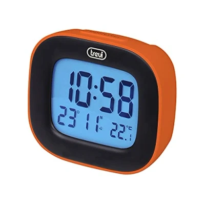 Afbeelding van Trevi SLD 3875 Digitale klok met LCD display, wekker, thermometer, kalender en sluimerfunctie, oranje