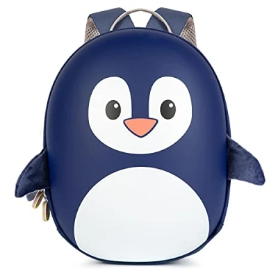 Afbeelding van Kinderrugzak pinguïn (blauw) lichtgewicht comfortabel duurzame hardcase 4L