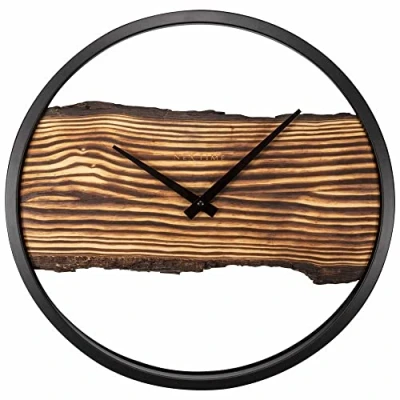 Afbeelding van Wandklok Nextime 45cm Forest Large hout/metaal stil uurwerk