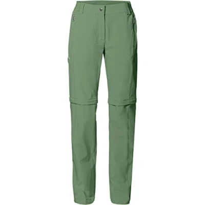 Afbeelding van VAUDE Farley Stretch III, wandelbroek voor dames, afritsbaar, groen, maat 36, waterdicht, stretch, ademende trekkingbroek met elastiek, comfortabel, winddicht en sneldrogend