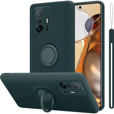 Afbeelding van Cadorabo Hoesje geschikt voor Xiaomi 11T / PRO in LIQUID GROEN Beschermhoes van TPU silicone Case Cover met ring