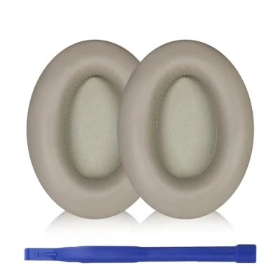 Afbeelding van Aiivioll WH 1000XM3 oorkussens compatibel met Sony Bluetooth Noise Cancelling koptelefoon Protein PU leer, geluidsisolatie geheugenschuim (zilver)