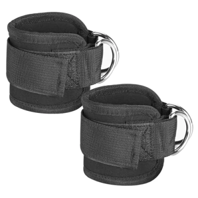 Afbeelding van enkelbandjes voor kabelmachines kabel kickback enkelband verstelbare dubbele D ring enkelbandjes, gym beenriemen Ggym kabelmachine mannen en vrouwen 2 stuks