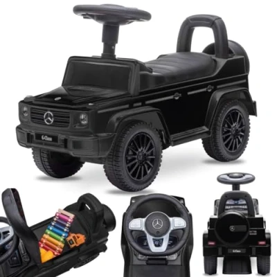 Afbeelding van Mercedes G Klasse Kindervoertuig, Loophulp met Claxon, ride on, babyauto, loopstoeltje claxon en motorgeluiden, max 25 kg (Zwart)
