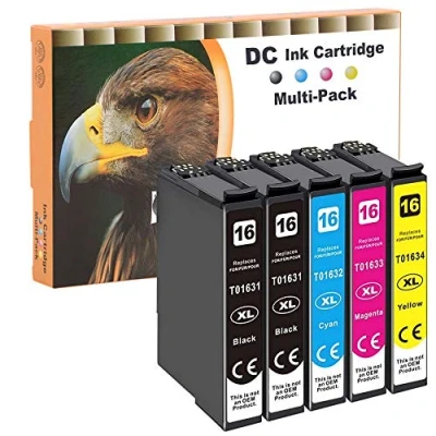 Afbeelding van D&amp;C 5x compatibele cartridges vervanging voor Epson 16 16XL inktcartridges WF2010 WF2510 WF2530 WF2520 WF2540 WF2630 WF2750 WF2660 WF2650 WF2760 (2 zwart,1 cyaan,1 magenta,1 geel)