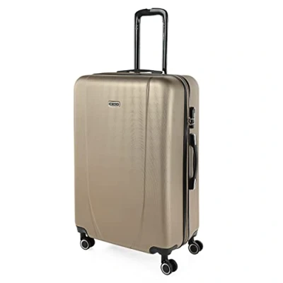 Afbeelding van ITACA Grote Koffer Trolley Reiskoffer van ITACA. Groot 4 Wielen Combinatieslot. ABS harde schaal, Champagne
