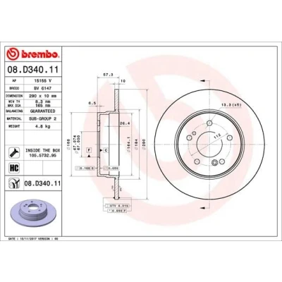 Afbeelding van Brembo Remschijf 08.D340.11