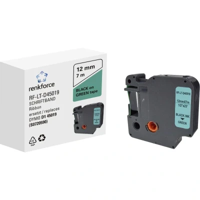 Afbeelding van Labeltape Renkforce RF LT D45019 Compatibel vervangt DYMO D1 45019 12 mm Tapekleur: Groen Tekstkleur: Zwart 7 m