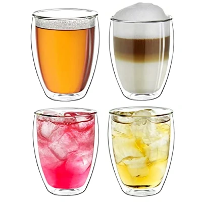 Afbeelding van Creano dubbelwandig XXL glazen 400ml, extra groot hittebestendig koffieglazen/thee glazen/latte macchiato van borosilicaatglas, set 4