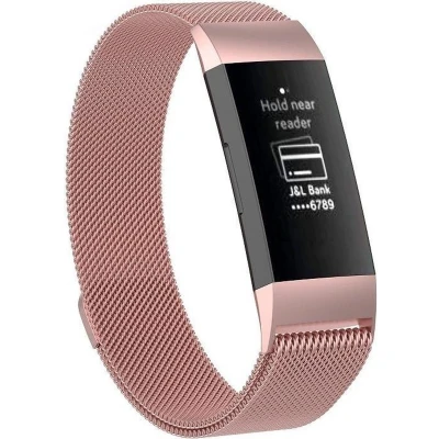 Afbeelding van Fitbit charge 3 &amp; 4 milanese bandje (small) Rosé goud bandjes
