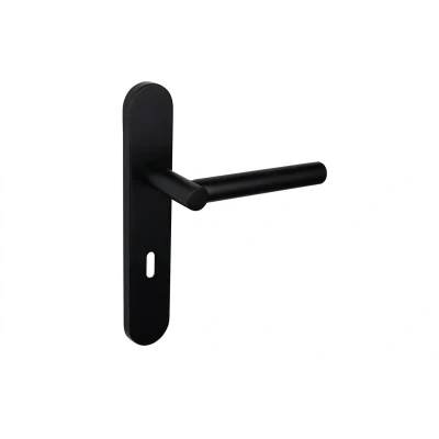 Afbeelding van Lavuzo deurkruk Grosetto Zwart met afgerond schild SL72 Per set