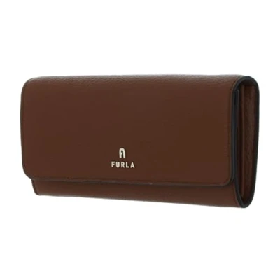 Afbeelding van FURLA Leren Portemonnee Camelia Continental Wallet Cognac H Bruine