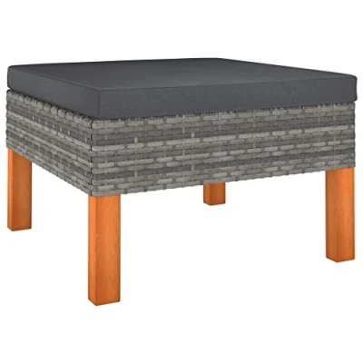 Afbeelding van vidaXL Voetenbank poly rattan en massief eucalyptushout