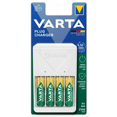 Afbeelding van Varta oplaadbare batterij NiMH, universele lader, stekkerlader incl. batterijen, 4x mignon, AA, 2100mAh, retail