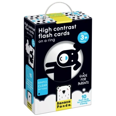 Afbeelding van Banana Panda 10 Hoog Contrast Kijk en Voel Babyboek Kaarten met 20 afbeeldingen / Zwart Wit Baby Speelgoed Boekje vanaf 0 maanden 9x14cm