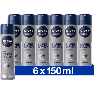 Afbeelding van 6x NIVEA Men Deodorant Spray Silver Protect 150 ml