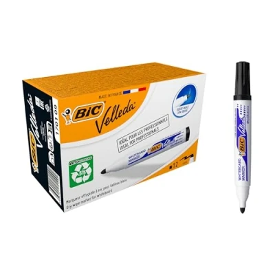 Afbeelding van Bic whiteboardmarker 1701 zwart 12 stuks