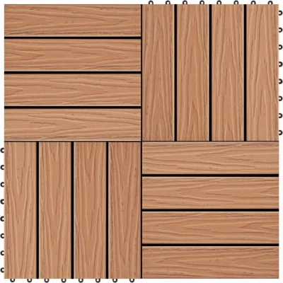 Afbeelding van Terrastegels diep reliëf 30x30 cm 1 m² HKC teakkleur 11 st