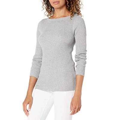 Afbeelding van Amazon Essentials Slim fit lichtgewicht lange mouwen boot hals trui, lichtgrijze heide,