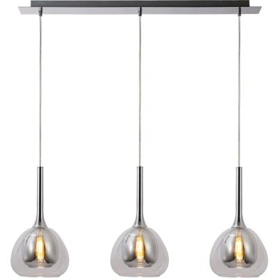 Afbeelding van Brilliant Eetkamer hanglamp Hadan chroom met smoke glas 85573/20