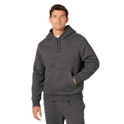 Afbeelding van Amazon Essentials Sherpa gevoerde Pullover Hoodie Sweatshirt Charcoal Heather, XS