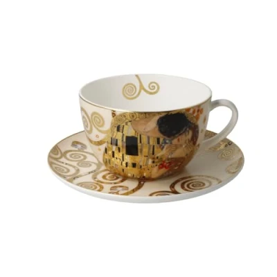 Afbeelding van Goebel Gustav Klimt Kop en schotel Cappuccino De Kus Porselein 19cm 500ml