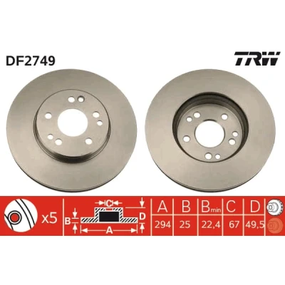 Afbeelding van Trw Remschijf DF2749