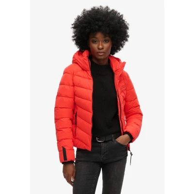 Afbeelding van Superdry Vrouwen Gewatteerd Jack van Microvezel met Capuchon Rood Grootte: 34