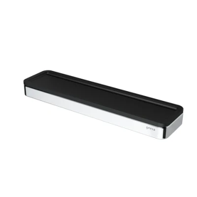 Afbeelding van Geesa frame planchet met zwarte inzet smal plat staf verchroomd messing 260 x 25 65mm lxhxd 918805 02 06