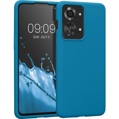 Afbeelding van kwmobile telefoonhoesje geschikt voor OnePlus Nord 2T 5G Hoesje met siliconen coating Smartphone case in Caribisch blauw
