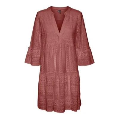 Afbeelding van Vero Moda Vmhoney V NECK Tunic Jurk, Dames, Maat: Small, Rose brown