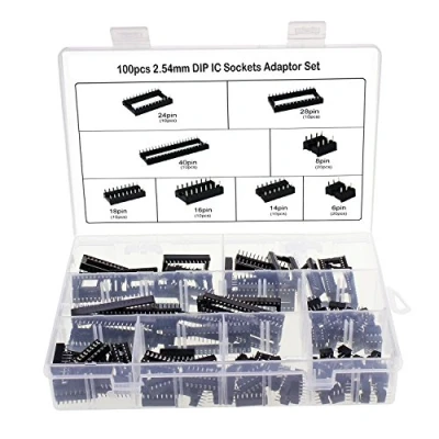 Afbeelding van Aussel 100 stuks 2,54 mm Pitch Dual Row DIP IC sokkel soldeermiddel adapterset 6, 8, 14, 16, 18, 24, 28, 40 pin