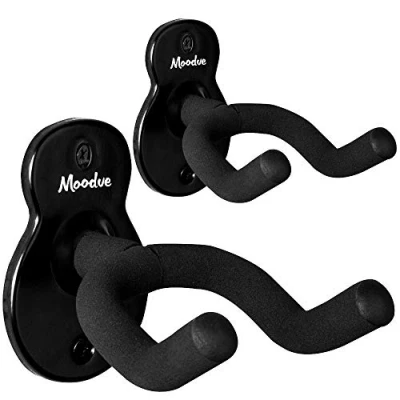 Afbeelding van Moodve Gitaar Wall Mount Hanger 2 Pack, Gitaarvormige Metalen Hanger, Zwarte Haak Houder Stand Voor Bass Elektrische Akoestische Ukulele (zwart)