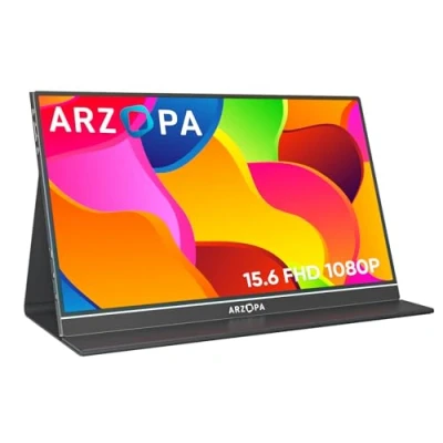 Afbeelding van ARZOPA Draagbare Monitor, 15.6 Inch 1080 FHD Monitor met Extern HDR Oogzorgscherm en HDMI/Type C/USB C, voor Laptop/PC/Mac/PS4/Xbox/Phone (Zwart 1)