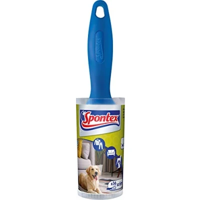 Afbeelding van Spontex pluisroller, ideaal voor het verwijderen van dierenharen, pluisjes en stof textiel, 36 vellen (6 m), gemakkelijk verwijderbaar, 1 stuk