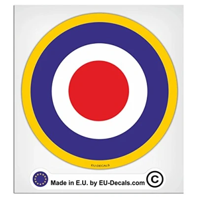 Afbeelding van 100mm 4&#039;&#039; Mod target RAF met gele ring Gelamineerde Decal Sticker door MioVespa Collection