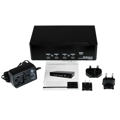 Afbeelding van StarTech.com 4 poorts dual DVI USB KVM switch/schakelaar met audio en 2.0 hub