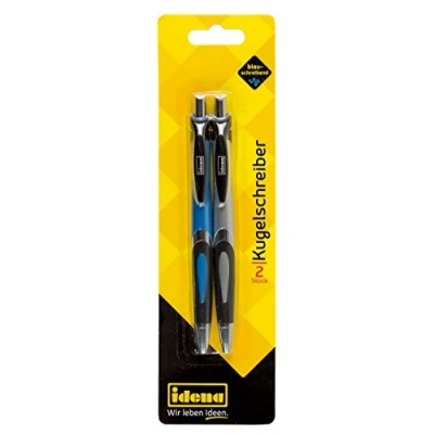 Afbeelding van Idena 512405 Intrekbare balpennen, 2 stuks, blauw en zilver