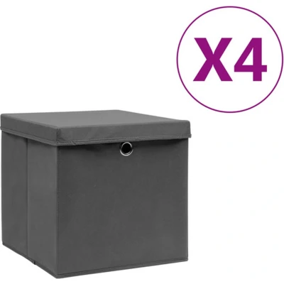 Afbeelding van vidaXL Opbergboxen met deksel 4 st 28x28x28 cm zwart