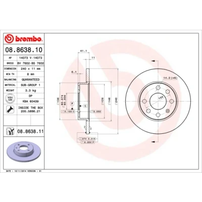 Afbeelding van Brembo Remschijf 08.8638.11