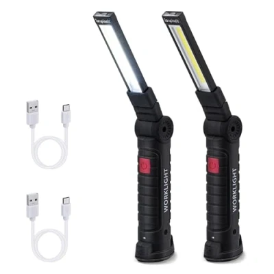 Afbeelding van Tolesum 2 Oplaadbare werklamp, led zaklamp, COB werkplaats, oplaadbaar, met magnetische basis 360 draaibare 5 modi, voor garage, camping, werkplaats en noodgevallen enz. groot